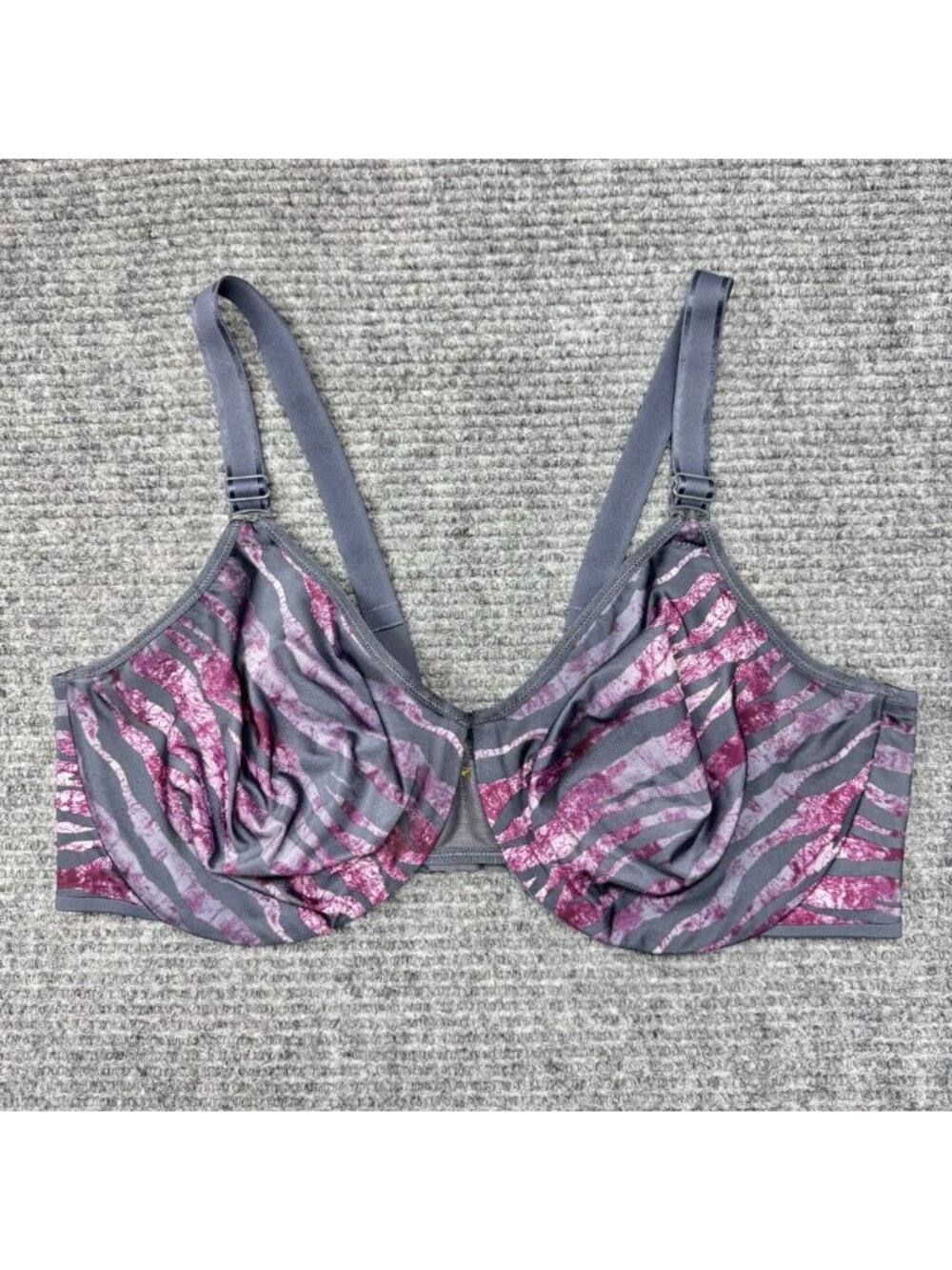 Olga Bra 40D Suddenly Smooth Underwire Minimizer 35982 Unlined Zebra Gray Purple